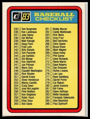 1983 donruss checklist - donruss, #no